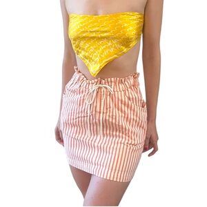 Vintage Liz Claiborne Liz Sport High Waisted White & Orange Pinstripe Mini Skirt